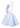 Къса рокля Blue Iris LIZA KAIN София. Официална рокля от бебешкосин сатен. Прозрачен корсет с висока яка и апликации от разноцветен тюл. Клоширана пола. Закопчаване с цип.