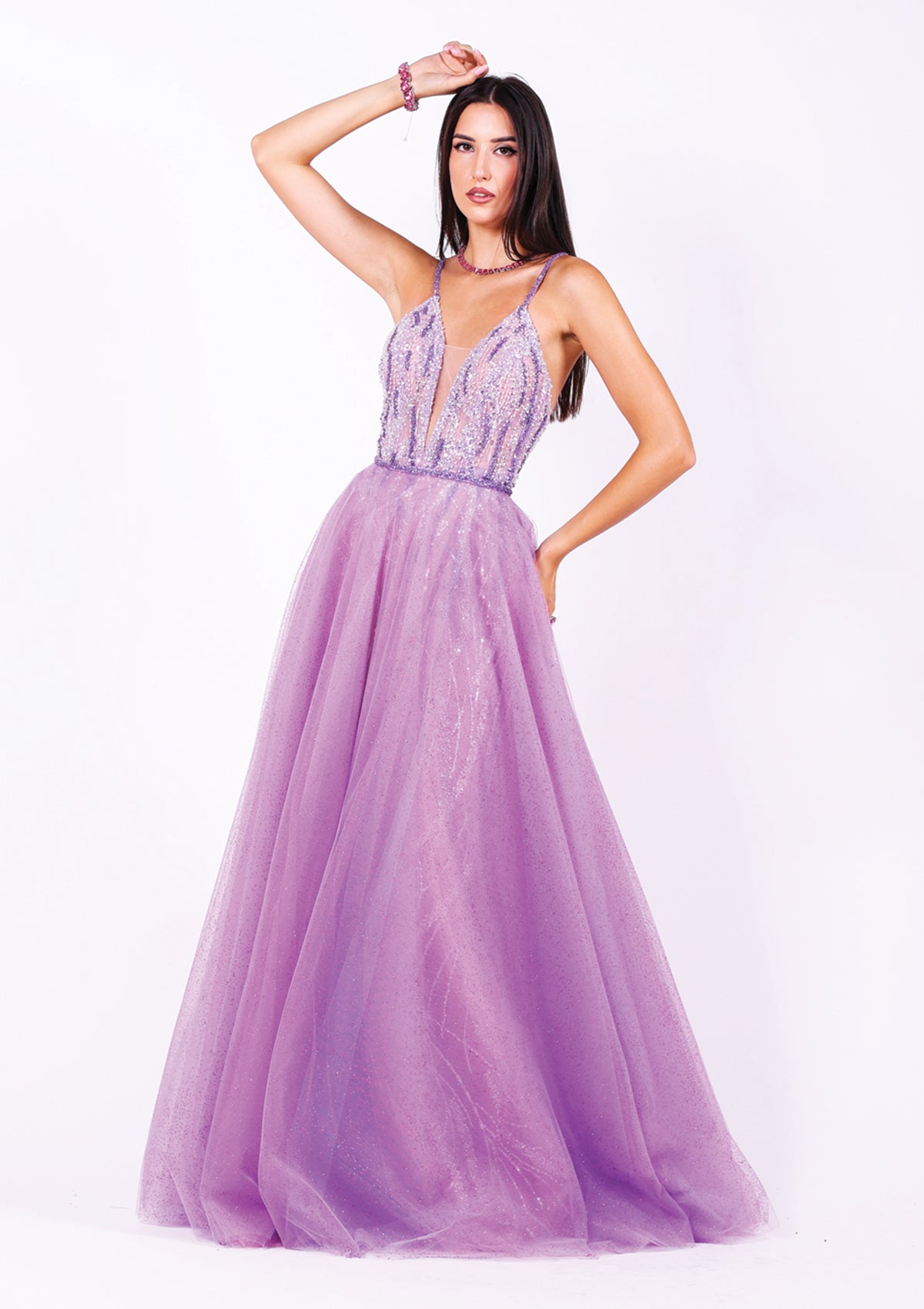 Официална дълга рокля Covellite LIZA KAIN София с корсет, цепка, скрит гащеризон и тюлена пола за допълнителен силует.